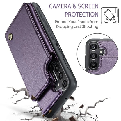CASEME C22 Series For Samsung Galaxy A15 4G / 5G Case Leather RFID Blocking 5 Card Slots Kickstand Back Cover