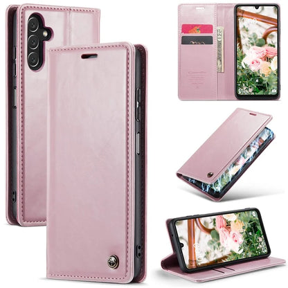 CASEME 003 Series For Samsung Galaxy A15 4G / 5G Leather Case Waxy Crazy Horse Texture Phone Wallet Cover