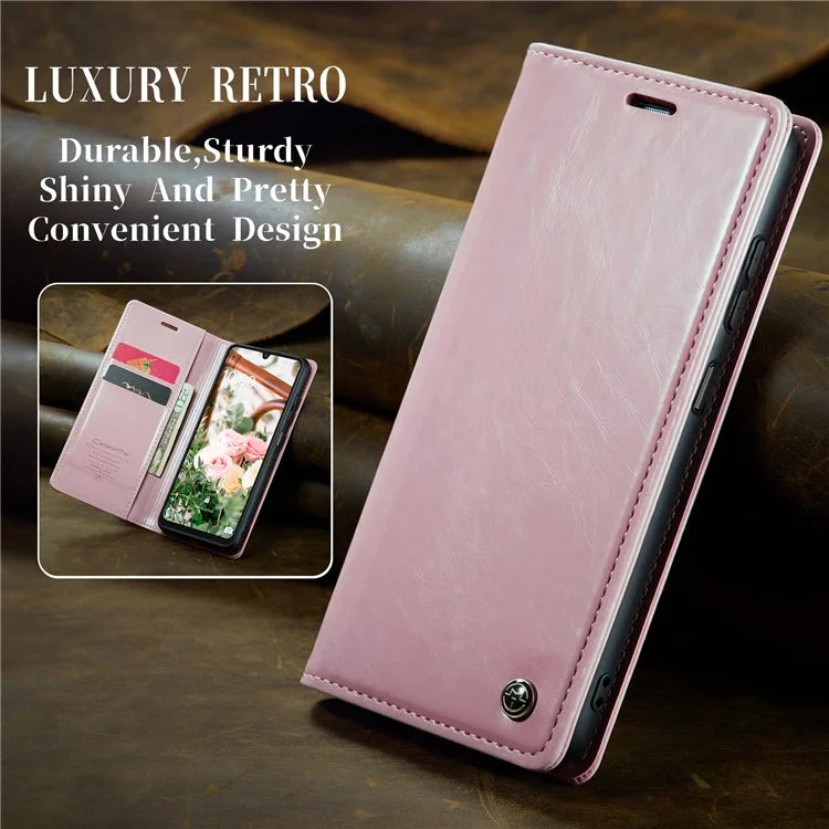 CASEME 003 Series For Samsung Galaxy A15 4G / 5G Leather Case Waxy Crazy Horse Texture Phone Wallet Cover