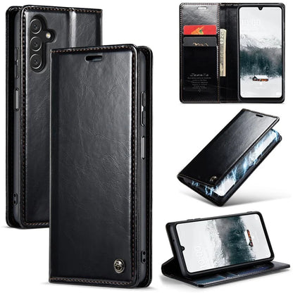 CASEME 003 Series For Samsung Galaxy A15 4G / 5G Leather Case Waxy Crazy Horse Texture Phone Wallet Cover