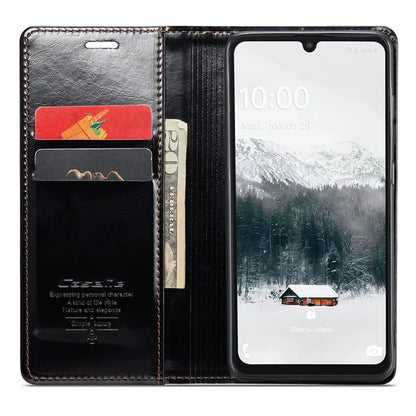 CASEME 003 Series For Samsung Galaxy A15 4G / 5G Leather Case Waxy Crazy Horse Texture Phone Wallet Cover