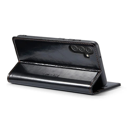 CASEME 003 Series For Samsung Galaxy A15 4G / 5G Leather Case Waxy Crazy Horse Texture Phone Wallet Cover