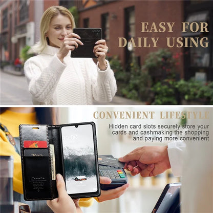 CASEME 003 Series For Samsung Galaxy A15 4G / 5G Leather Case Waxy Crazy Horse Texture Phone Wallet Cover