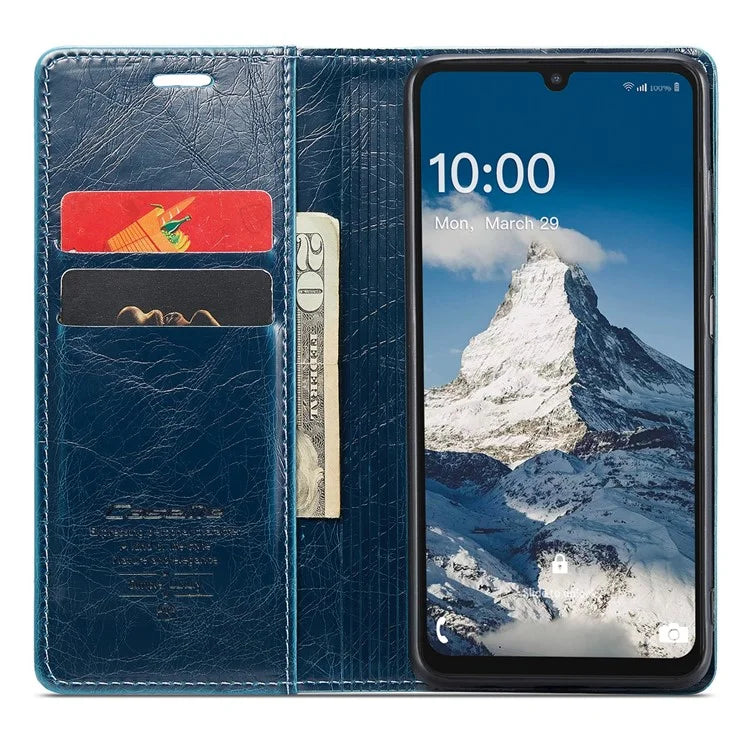 CASEME 003 Series For Samsung Galaxy A15 4G / 5G Leather Case Waxy Crazy Horse Texture Phone Wallet Cover