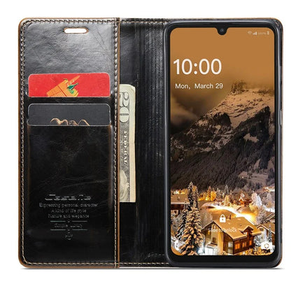 CASEME 003 Series For Samsung Galaxy A15 4G / 5G Leather Case Waxy Crazy Horse Texture Phone Wallet Cover