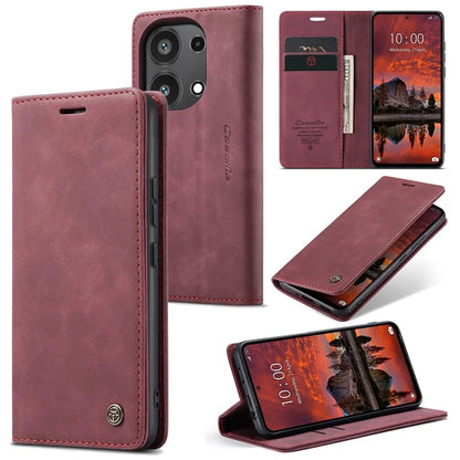 CASEME 013 Series For Xiaomi Redmi Note 13 Pro 4G / Poco M6 Pro 4G Leather Case Card Holder Phone Cover