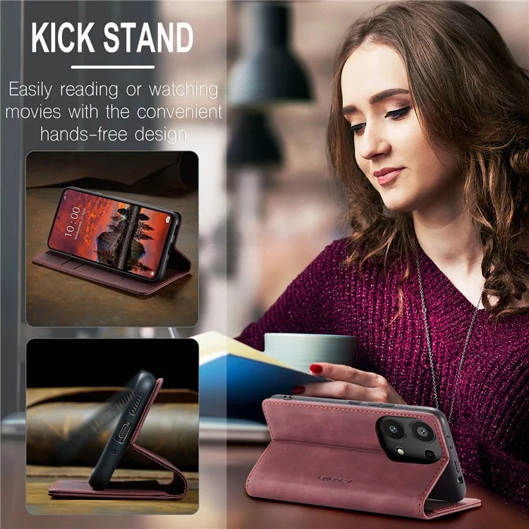 CASEME 013 Series For Xiaomi Redmi Note 13 Pro 4G / Poco M6 Pro 4G Leather Case Card Holder Phone Cover
