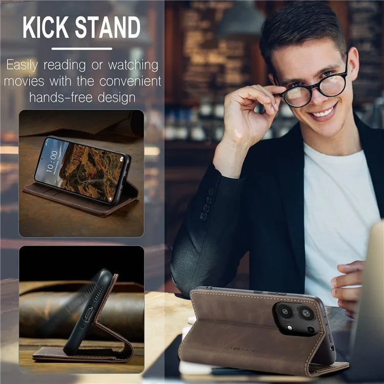 CASEME 013 Series For Xiaomi Redmi Note 13 Pro 4G / Poco M6 Pro 4G Leather Case Card Holder Phone Cover