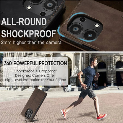 CASEME 013 Series For Xiaomi Redmi Note 13 Pro 4G / Poco M6 Pro 4G Leather Case Card Holder Phone Cover