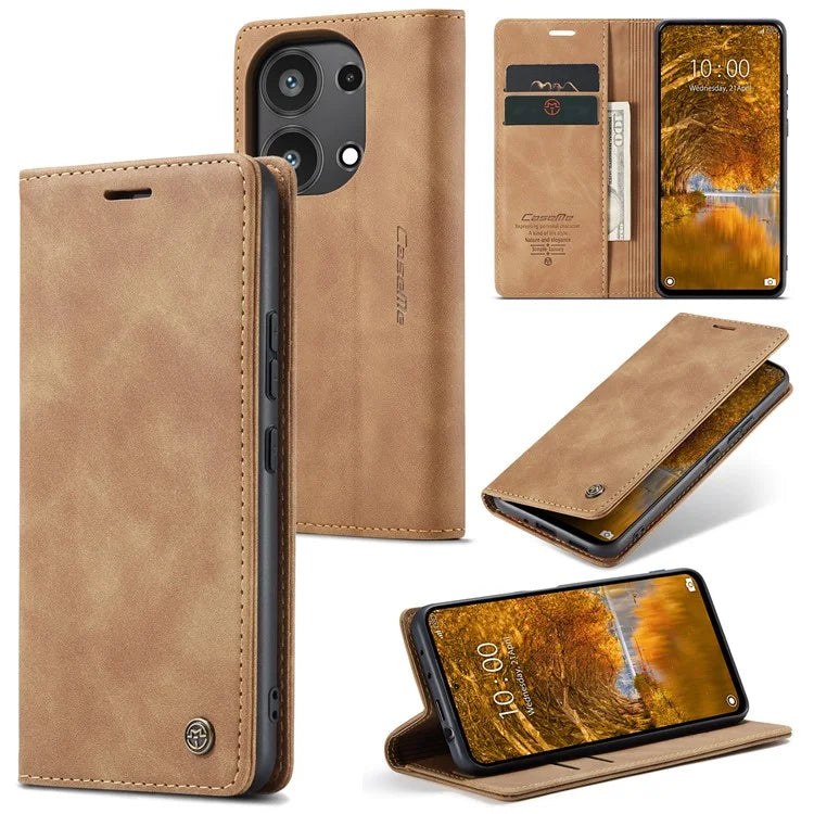CASEME 013 Series For Xiaomi Redmi Note 13 Pro 4G / Poco M6 Pro 4G Leather Case Card Holder Phone Cover