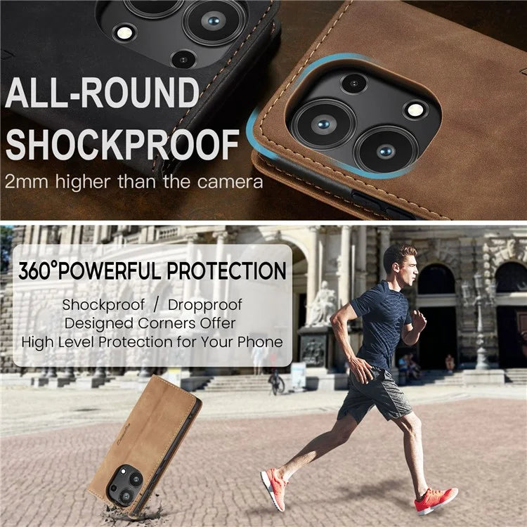 CASEME 013 Series For Xiaomi Redmi Note 13 Pro 4G / Poco M6 Pro 4G Leather Case Card Holder Phone Cover