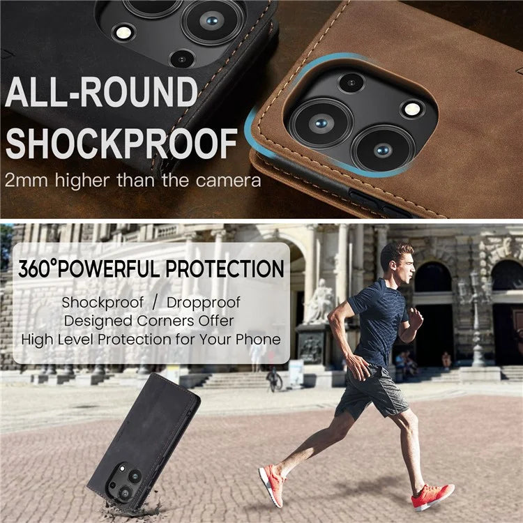 CASEME 013 Series For Xiaomi Redmi Note 13 Pro 4G / Poco M6 Pro 4G Leather Case Card Holder Phone Cover