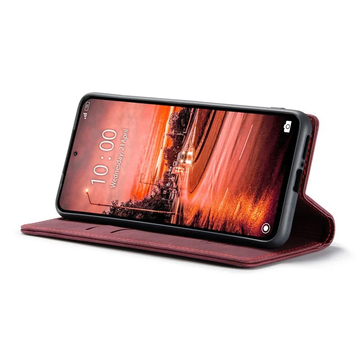 CASEME 013 Series For Xiaomi Redmi Note 13 4G Leather Cover Card Holder Phone Stand
