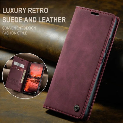 CASEME 013 Series For Xiaomi Redmi Note 13 4G Leather Cover Card Holder Phone Stand