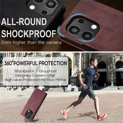CASEME 013 Series For Xiaomi Redmi Note 13 4G Leather Cover Card Holder Phone Stand