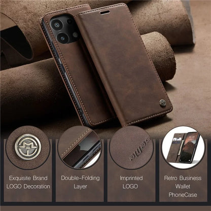 CASEME 013 Series For Xiaomi Redmi Note 13 4G Leather Cover Card Holder Phone Stand