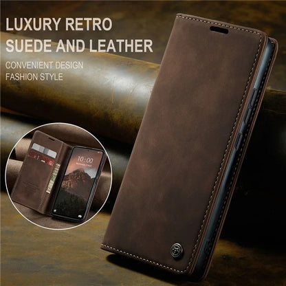 CASEME 013 Series For Xiaomi Redmi Note 13 4G Leather Cover Card Holder Phone Stand