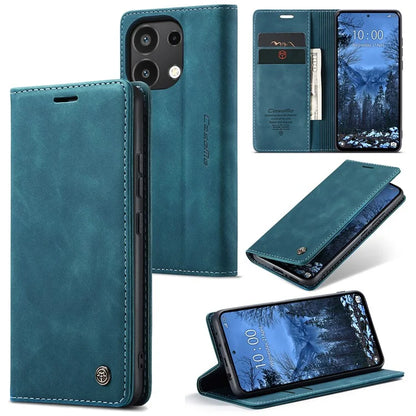 CASEME 013 Series For Xiaomi Redmi Note 13 4G Leather Cover Card Holder Phone Stand