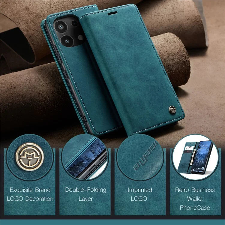CASEME 013 Series For Xiaomi Redmi Note 13 4G Leather Cover Card Holder Phone Stand