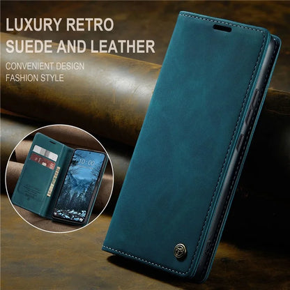 CASEME 013 Series For Xiaomi Redmi Note 13 4G Leather Cover Card Holder Phone Stand