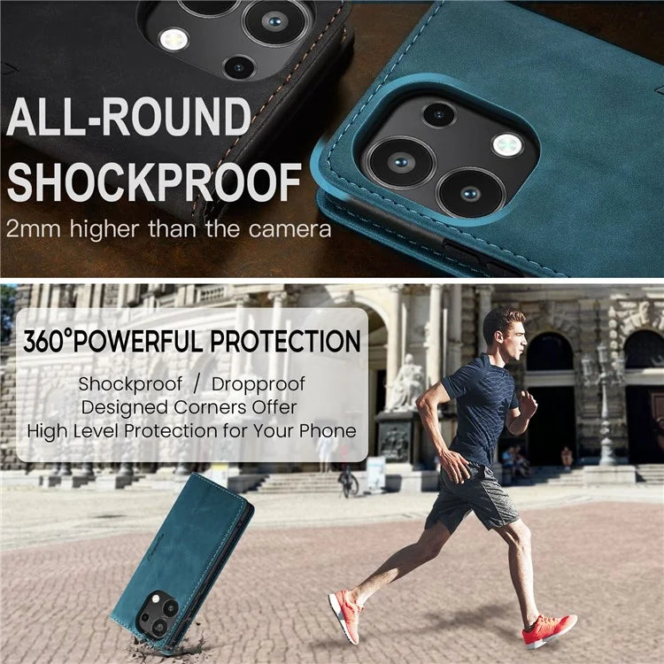 CASEME 013 Series For Xiaomi Redmi Note 13 4G Leather Cover Card Holder Phone Stand