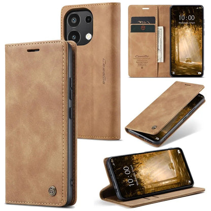 CASEME 013 Series For Xiaomi Redmi Note 13 4G Leather Cover Card Holder Phone Stand