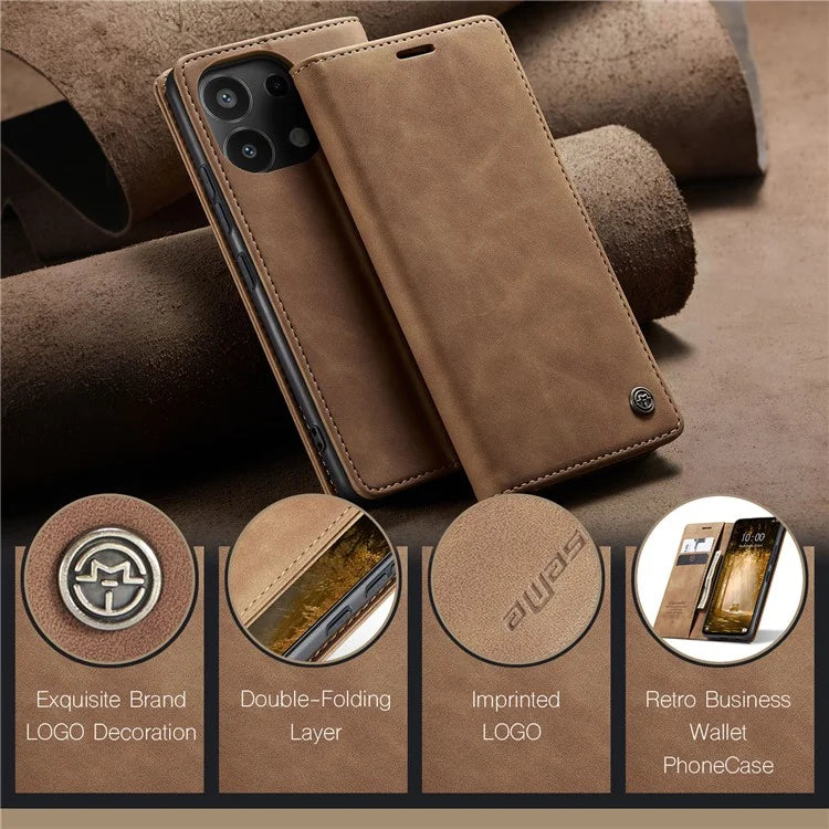 CASEME 013 Series For Xiaomi Redmi Note 13 4G Leather Cover Card Holder Phone Stand