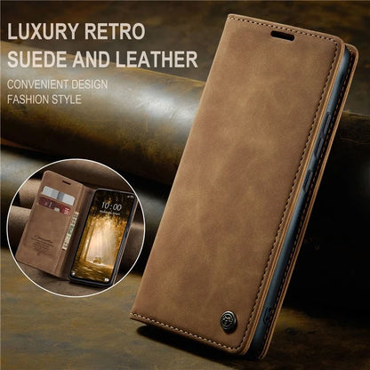 CASEME 013 Series For Xiaomi Redmi Note 13 4G Leather Cover Card Holder Phone Stand