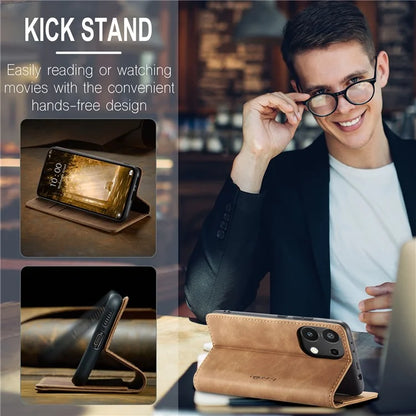 CASEME 013 Series For Xiaomi Redmi Note 13 4G Leather Cover Card Holder Phone Stand