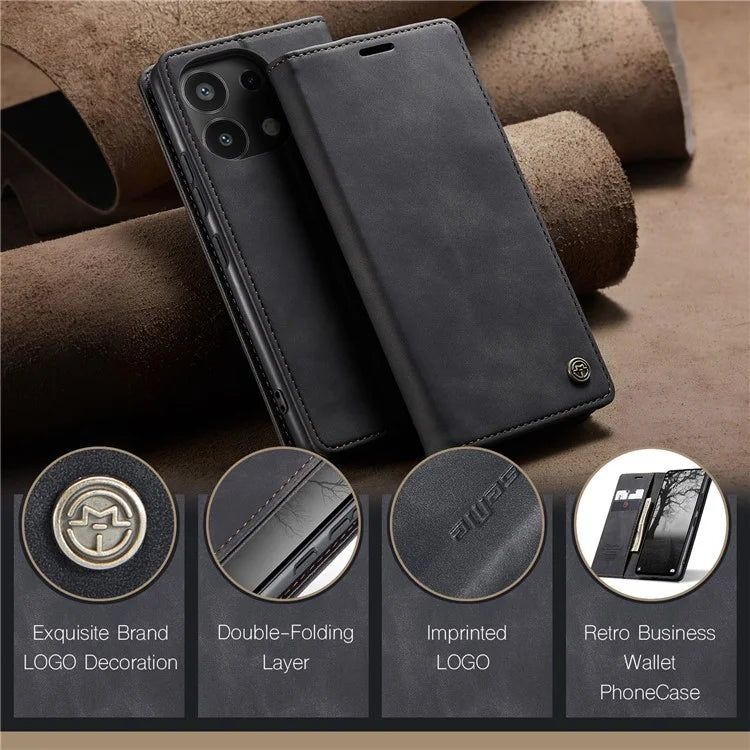 CASEME 013 Series For Xiaomi Redmi Note 13 4G Leather Cover Card Holder Phone Stand