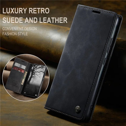 CASEME 013 Series For Xiaomi Redmi Note 13 4G Leather Cover Card Holder Phone Stand