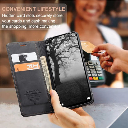 CASEME 013 Series For Xiaomi Redmi Note 13 4G Leather Cover Card Holder Phone Stand