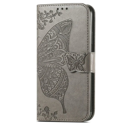 For Xiaomi 14 Ultra PU Leather Case Imprint Butterfly Flower Phone Cover