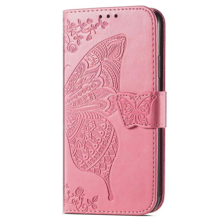For Xiaomi 14 Ultra PU Leather Case Imprint Butterfly Flower Phone Cover