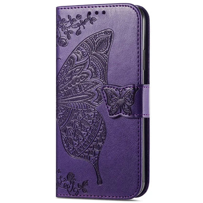 For Xiaomi 14 Ultra PU Leather Case Imprint Butterfly Flower Phone Cover