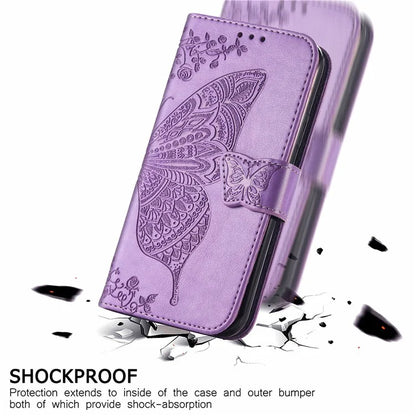 For Xiaomi 14 Ultra PU Leather Case Imprint Butterfly Flower Phone Cover