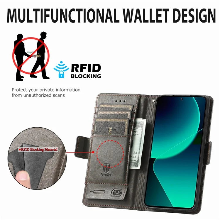 CASENEO 002 Series For Xiaomi 13T / 13T Pro / Redmi K60 Ultra Case Leather RFID Blocking Phone Cover