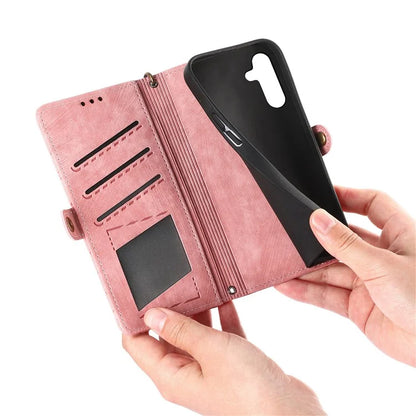 For Samsung Galaxy A14 5G / 4G Case Geometry Leather Zipper Wallet Phone Cover