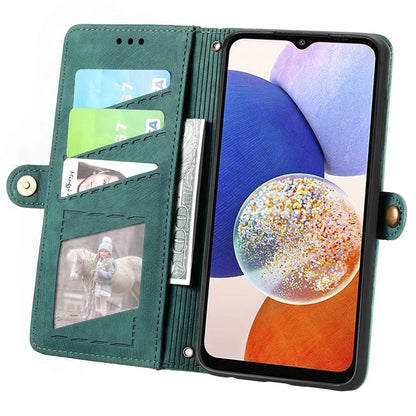 For Samsung Galaxy A14 5G / 4G Case Geometry Leather Zipper Wallet Phone Cover