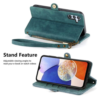 For Samsung Galaxy A14 5G / 4G Case Geometry Leather Zipper Wallet Phone Cover