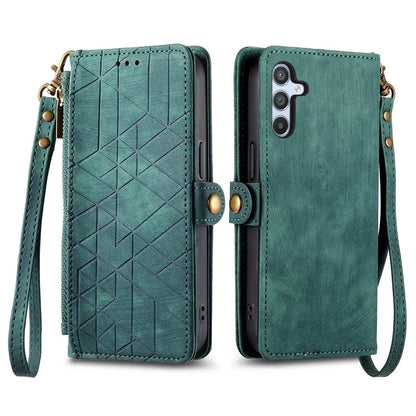 For Samsung Galaxy A14 5G / 4G Case Geometry Leather Zipper Wallet Phone Cover
