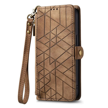 For Samsung Galaxy A14 5G / 4G Case Geometry Leather Zipper Wallet Phone Cover