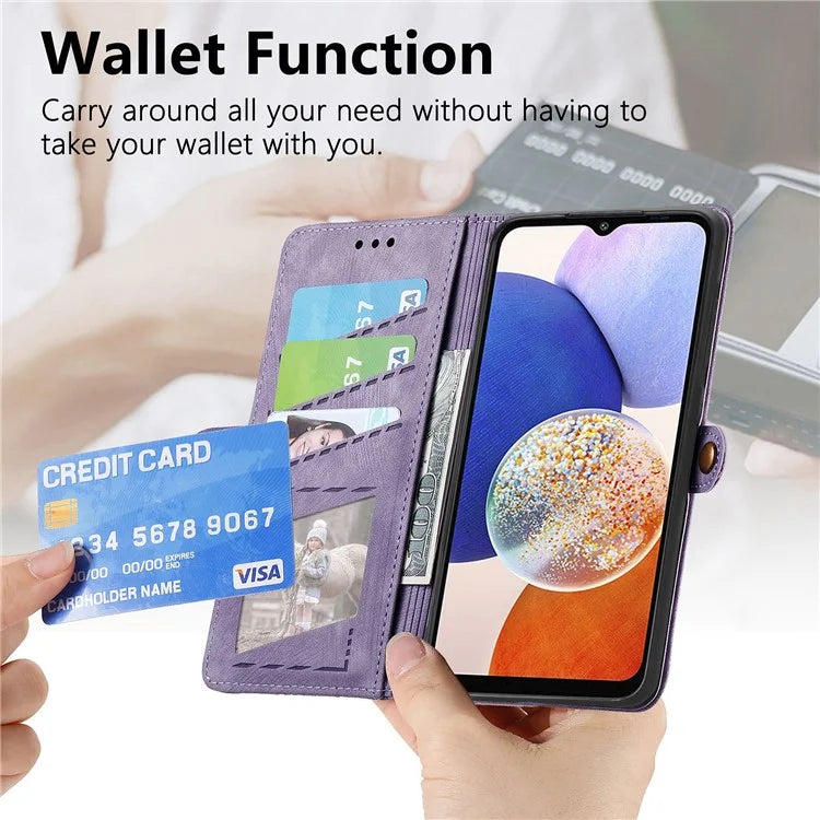 For Samsung Galaxy A14 5G / 4G Case Geometry Leather Zipper Wallet Phone Cover