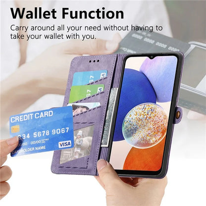 For Samsung Galaxy A14 5G / 4G Case Geometry Leather Zipper Wallet Phone Cover