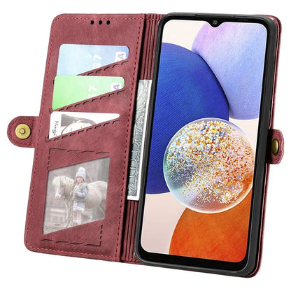 For Samsung Galaxy A14 5G / 4G Case Geometry Leather Zipper Wallet Phone Cover
