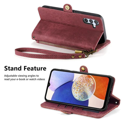 For Samsung Galaxy A14 5G / 4G Case Geometry Leather Zipper Wallet Phone Cover