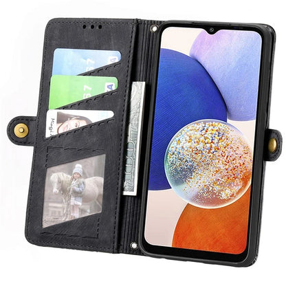 For Samsung Galaxy A14 5G / 4G Case Geometry Leather Zipper Wallet Phone Cover