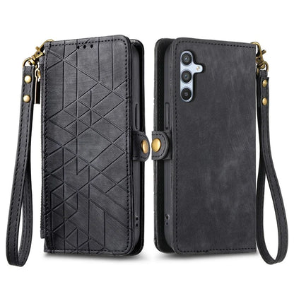For Samsung Galaxy A14 5G / 4G Case Geometry Leather Zipper Wallet Phone Cover