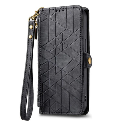 For Samsung Galaxy A14 5G / 4G Case Geometry Leather Zipper Wallet Phone Cover