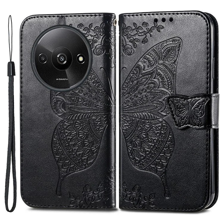 For Xiaomi Redmi A3 / Poco C61 4G Cellphone Stand Case Imprinted Pattern PU Leather Phone Cover